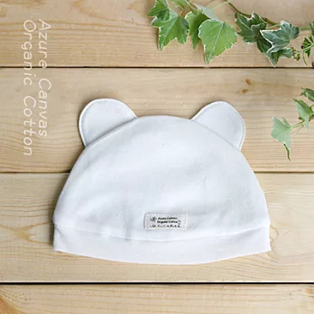 【Azure Canvas藍天畫布】100%有機棉 柔適系列 初生嬰兒小熊帽3M原米色