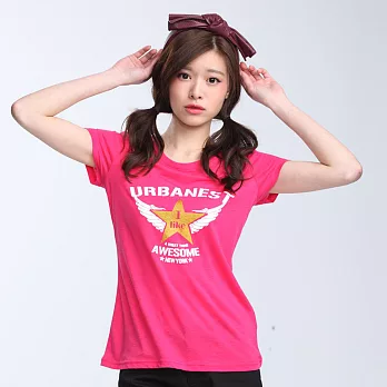 TOP GIRL-美式印花T恤 XL粉紅