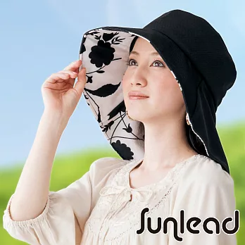 Sunlead 防曬寬緣護頸。吸濕速乾兩用式透氣紗網面罩遮陽帽 (黑色)