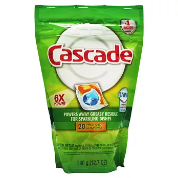 【美國 Cascade】洗碗機專用-洗碗膠囊20入補充包(柑橘香-360g/12.7oz)