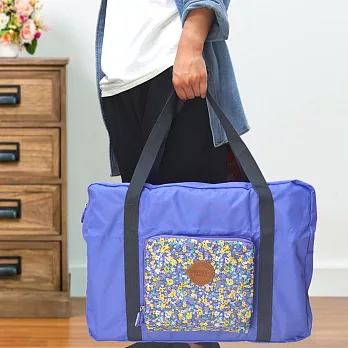 【OMORY】花漾插桿式兩用摺疊旅行包/袋-紫