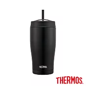 【THERMOS 膳魔師】不鏽鋼真空吸管隨行瓶0.65L -黑色(TS405BK)