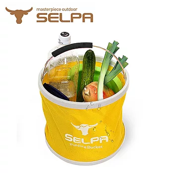 【韓國SELPA】收納大容量可摺疊多用途水桶/裝水/釣魚/露營/洗車(黃色)