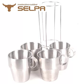 【韓國SELPA】304不鏽鋼雙層馬克杯四入組