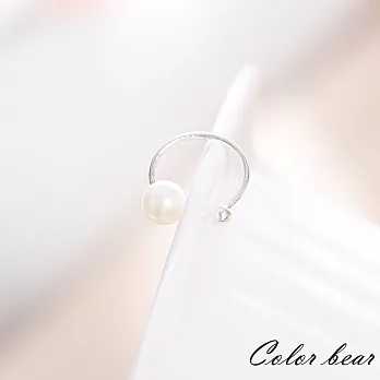 【卡樂熊】氣質女伶U型珍珠無耳洞耳環/耳扣/耳骨夾(單顆)-銀色