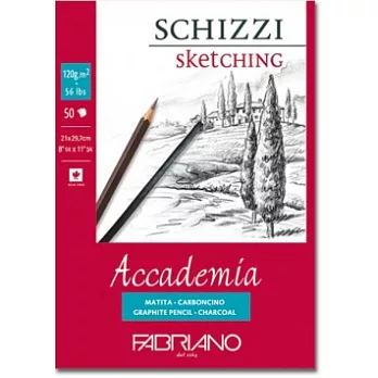 【Fabriano】Accademia素描本,120G,14.8X21,50張
