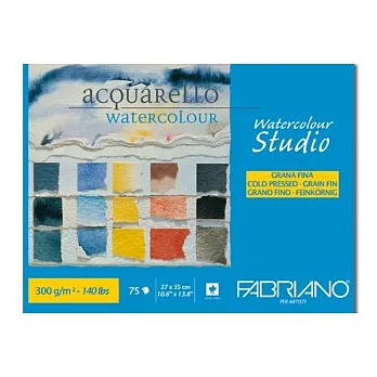 【Fabriano】Maxi Blocco Watercolour studio水彩本,CP冷壓,300G,27X35,75張 冷壓