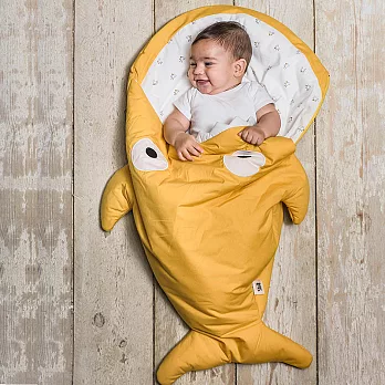 【西班牙鯊魚咬一口】BabyBites 西班牙手工製作 100% 純棉嬰兒/幼兒睡袋|防踢被|包巾 (標準版)芥末黃