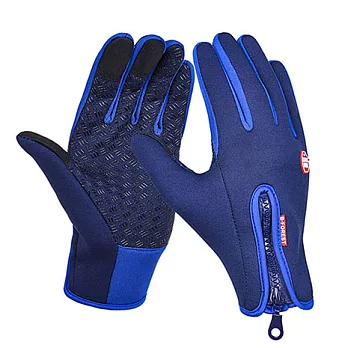 新一代防風保暖可觸控手套(藍-M)
