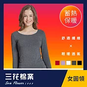 【SunFlower三花】三花急暖輕著女圓領衫(發熱衣)M-L鐵灰