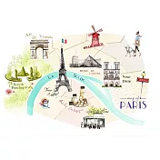 日本Pikka Pikka世界最細纖維毛孔潔淨布/長條加大款/城市系列_漫步巴黎 Map of PARIS