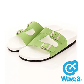 WAVE 3 (女) 健康航道 金屬雙扣足弓功學休閒拖鞋 -US5白底綠