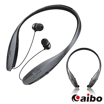 aibo BT810 自動伸縮線頸掛式 無線藍牙耳機麥克風鐵灰