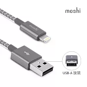 Moshi Integra™ Lightning to USB-A 耐用編織充電/傳輸線鈦灰
