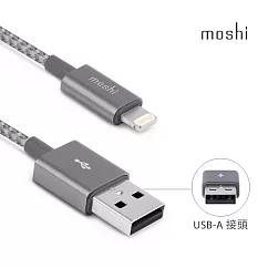 Moshi Integra™ Lightning to USB─A 耐用編織充電/傳輸線鈦灰