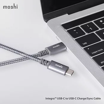 Moshi Integra™ 強韌系列USB-C to USB-C 耐用充電/傳輸編織線鈦灰