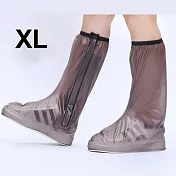 【EZlife】高筒隱藏式拉鍊全方位防雨鞋套-咖啡色XL