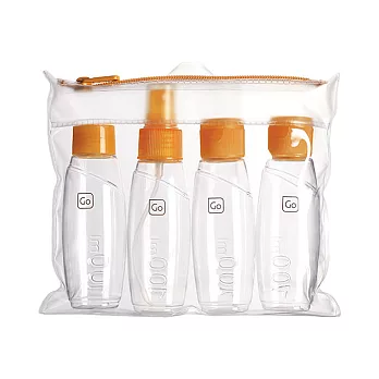 【Go Travel】登機專用分裝瓶四件組 - 橘色