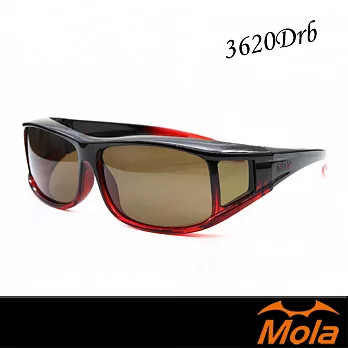 MOLA 摩拉近視可戴外掛式偏光太陽眼鏡 套鏡 男女 時尚-3620Drb黑紅漸進
