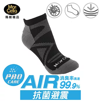 《瑪榭》AIR抗菌除臭氣墊襪/短襪(25~27cm)L黑灰
