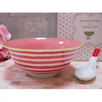 IZAWA-日本製彩繪拉麵碗 湯匙組 紅色款