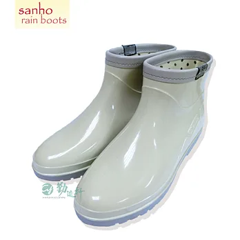 【SANHO】典雅百搭短雨鞋-象牙色8.5