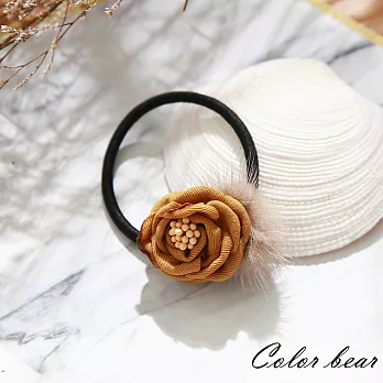 【卡樂熊】復古秋色花朵造型髮束-卡其色