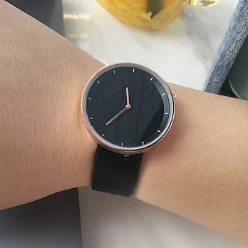 Kitch 奇趣設計 極簡設計 無數字錶面皮帶手錶 - 5款黑錶面金框黑錶帶
