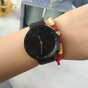 Kitch 奇趣設計 極簡設計 無數字錶面皮帶手錶 - 5款黑錶面黑框黑錶帶