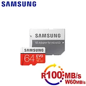 Samsung三星 microSDXC 64GB R100/W60MB UHS-I U3 EVO+高速記憶卡-含轉卡