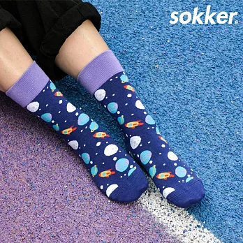 【sokker®】太空星球4分之3襪M紫