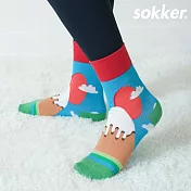 【sokker®】富士夕下4分之3襪L藍