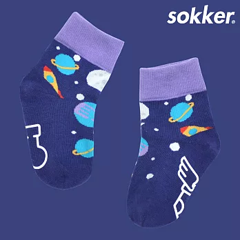 【sokker®】太空星球防滑4分之3童襪17紫