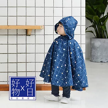 【好日好物】日本設計格子兒童風雨衣(藍色)