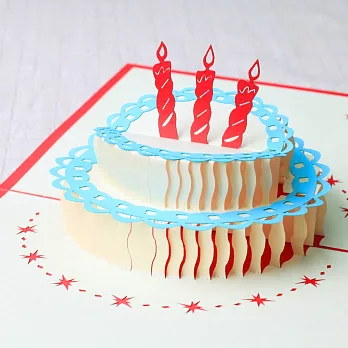 3D立體紙雕生日卡‧生日蛋糕卡(紅底)