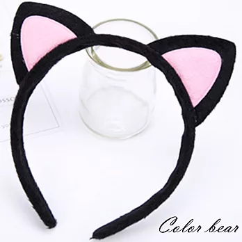 【卡樂熊】萌系絨毛貓耳造型髮箍/髮圈(四色)-粉黑色