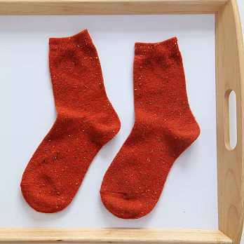 Kitch 奇趣設計 日系糖果點點全棉堆堆襪橘紅色