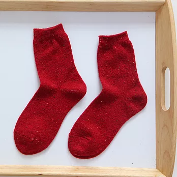 Kitch 奇趣設計 日系糖果點點全棉堆堆襪紅色