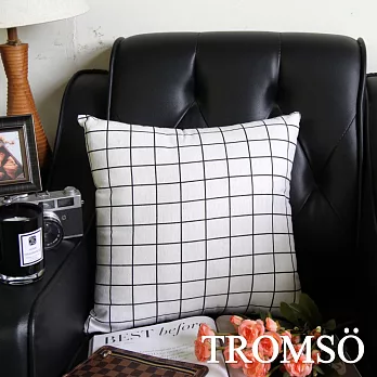 TROMSO-品味英倫棉麻抱枕/北歐方格白