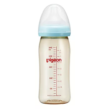 【Pigeon貝親】寬口母乳實感PPSU奶瓶240ml/藍(LL奶嘴)