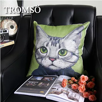TROMSO-品味英倫棉麻抱枕/悠閒大眼貓