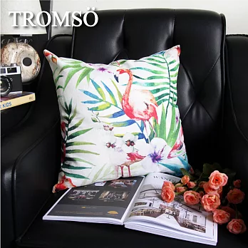 TROMSO-品味英倫棉麻抱枕/熱情火鶴鳥