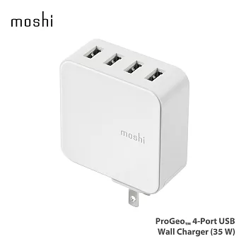 Moshi ProGeo 旅充系列 USB 4-Port 充電器 (35W)白色