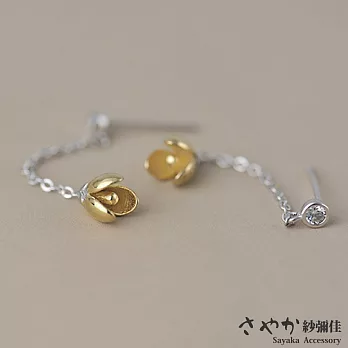 【Sayaka紗彌佳】925純銀日本古典金花垂墜造型耳環