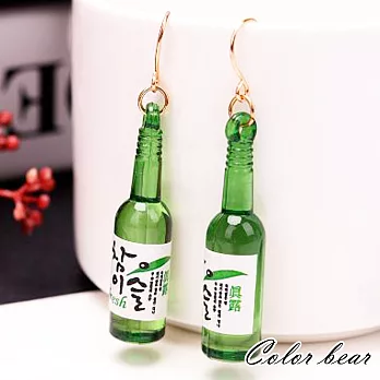 【卡樂熊】韓國燒酒瓶造型耳環/耳鉤-真露