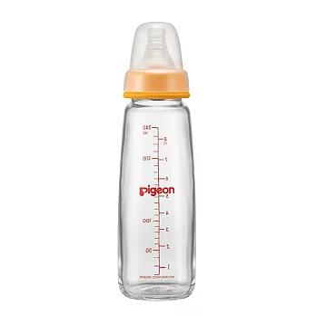 【Pigeon貝親】一般口母感玻璃奶瓶240ml/橘/Y奶嘴
