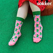 【sokker®】桃粉仙掌4分之3襪