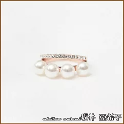 『坂井.亞希子』優雅珍珠鑲鑽二連風戒指 ─金色