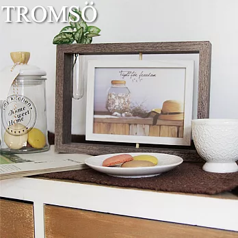 TROMSO品味時代-桌立旋轉鏡子5X7相框-灰木紋