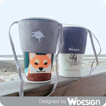 [W2Design] take&go 雙面用帆布飲料提袋-海龜灰